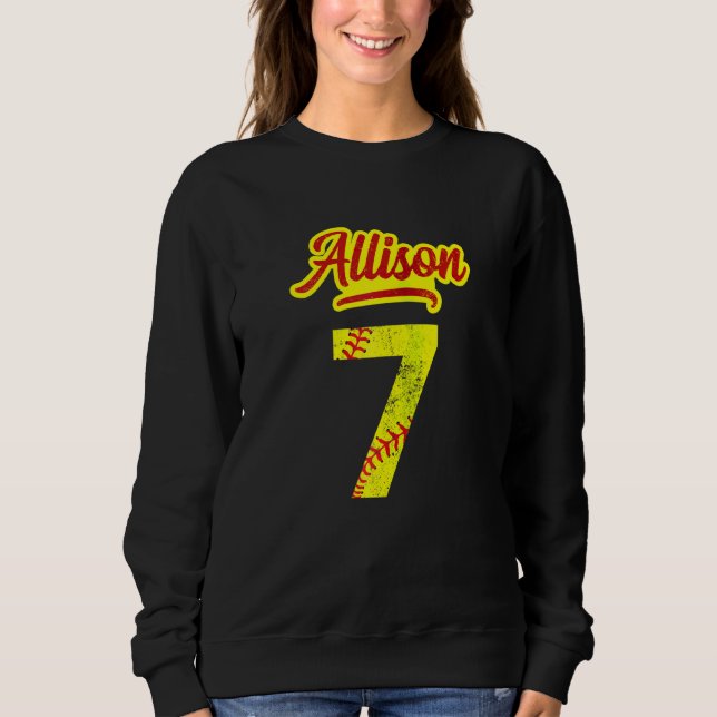 Allison Softball nr #7 Jersey Number 7 Catcher & P T Shirt (Framsida)