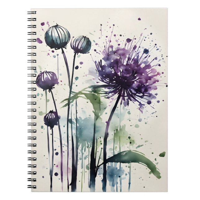 Allium - Akvarellblommor Anteckningsbok (Framsidan)