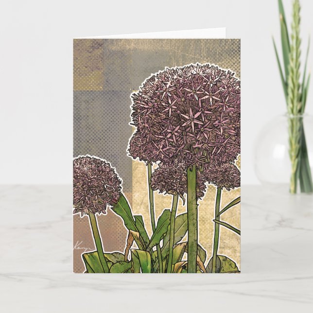 Allium blomstrar hälsningkort kort (Framsida)