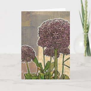 Allium blomstrar hälsningkort kort