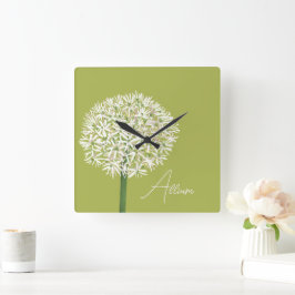  Allium Flower Botanical Art | Elegant Flora Fyrkantig Klocka