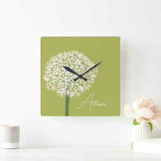  Allium Flower Botanical Art | Elegant Flora Fyrkantig Klocka