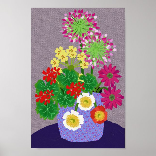 Allium, Geranium, Poppy, Primrose och Daisy Poster (Framsidan)