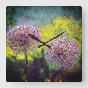 Allium in the Aeftermiddag Wall Clock Fyrkantig Klocka