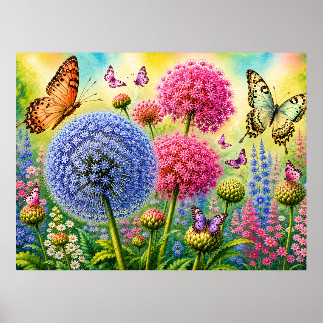 Allium och fjärilar poster (Framsidan)