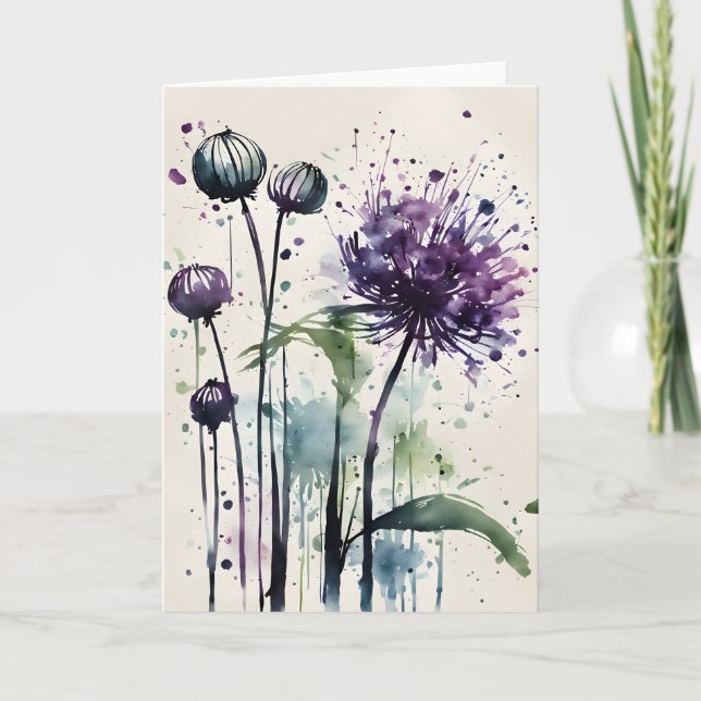 Allium - Watercolor flowers Kort (Framsida)