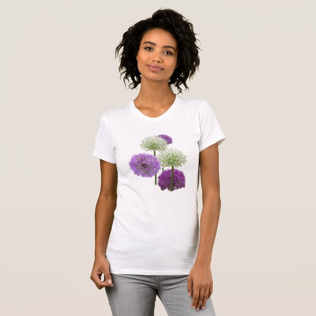 Allium White och Lila blommor App. T-Shirt (Hel framsida)