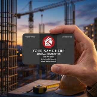 Allmän Entreprenör Professionell Kol & Röd Visitkort