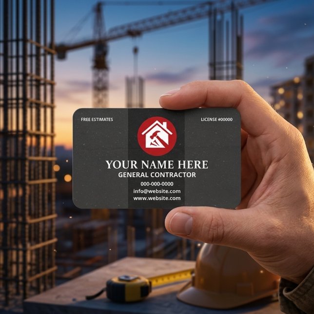 Allmän Entreprenör Professionell Kol & Röd Visitkort (Skapare uppladdad)