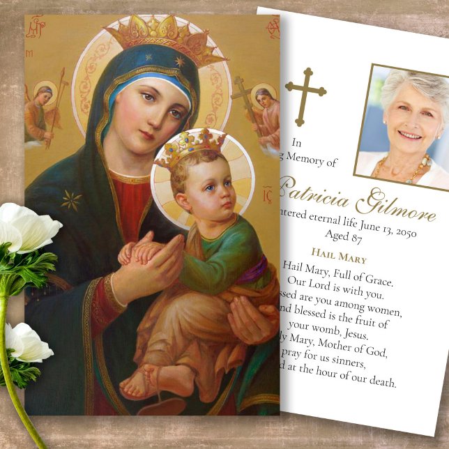 Allmän förlust: Perpetual Help Prayer Sympathy Car Visitkort (catholic, religious, celebration of life, in loving memory of, prayer cards for bereavement)
