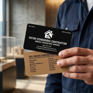 Allmän konstruktion & modern svart tanrenovering visitkort