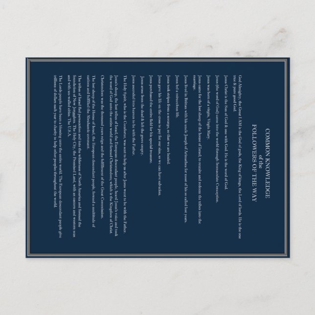 Allmän kunskap för kristna vykort (Framsida)