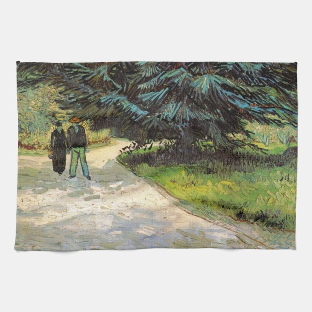 Allmän park med par av Vincent van Gogh Kökshandduk (Horisontell)