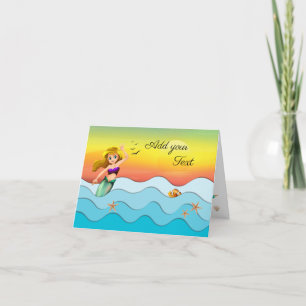 Allmän Sjöjungfru under Sea Äventyr Note Card Tack Kort