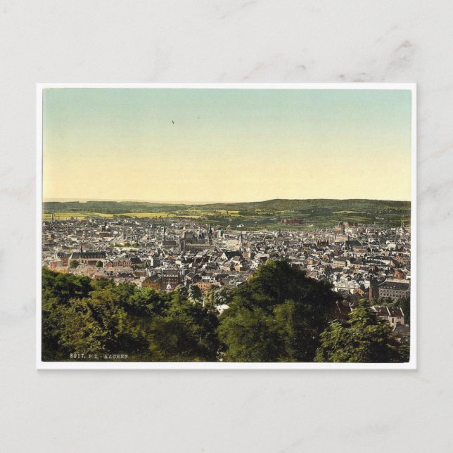 Allmän syn, Aachen, Rhen, Tyskland klassisk P Vykort (Framsida)