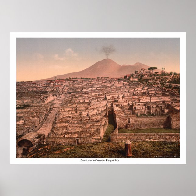 Allmän syn och Vesuvius, Pompeii, Italien Poster (Framsidan)