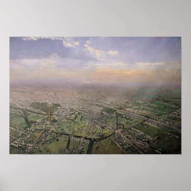 Allmän syn på Paris från en hett-luft-ballong Poster (Framsidan)