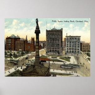 Allmänhet kvadrerar Cleveland Ohio vintage 1910 Poster