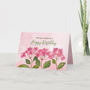Allmänna födelsedagsönskningar Rosa Hydrangea Akva Kort