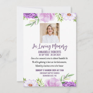 Allmänt anbudsförfarande med Lila och Rosa Flowers Inbjudningar