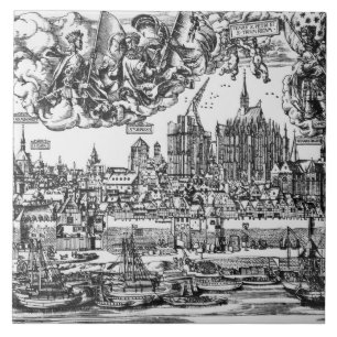 Allmänt beskåda av Cologne, 1531 (gravyr) (b-/wp Kakelplatta