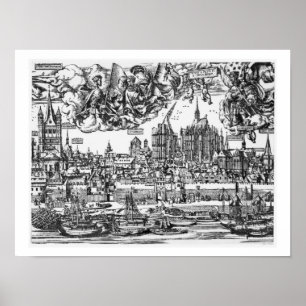 Allmänt beskåda av Cologne, 1531 (gravyr) (b-/wpho Poster