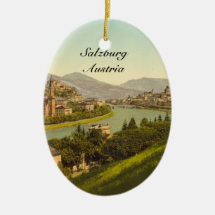 Allmänt beskåda av Salzburg, Österrike Julgransprydnad Keramik