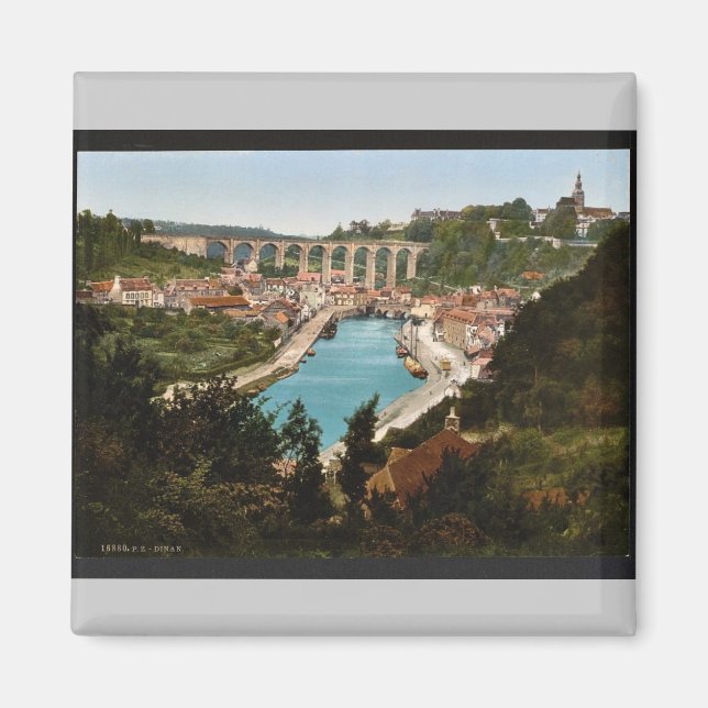 Allmänt, Dinan, Frankrike vintage Photochrom Magnet (Framsidan)