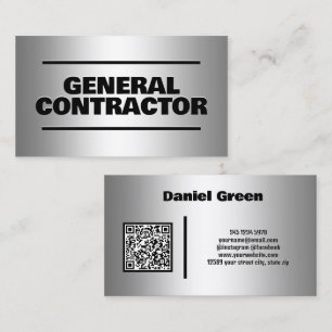 Allmänt entreprenör Silver QR Visitkort