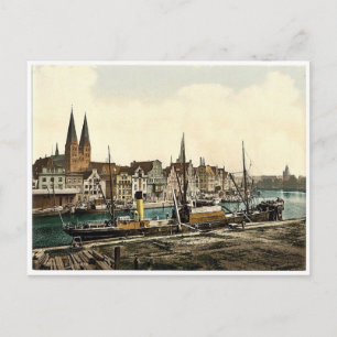 Allmänt, Lubeck, Tyskland klassiskt Photochrom Vykort