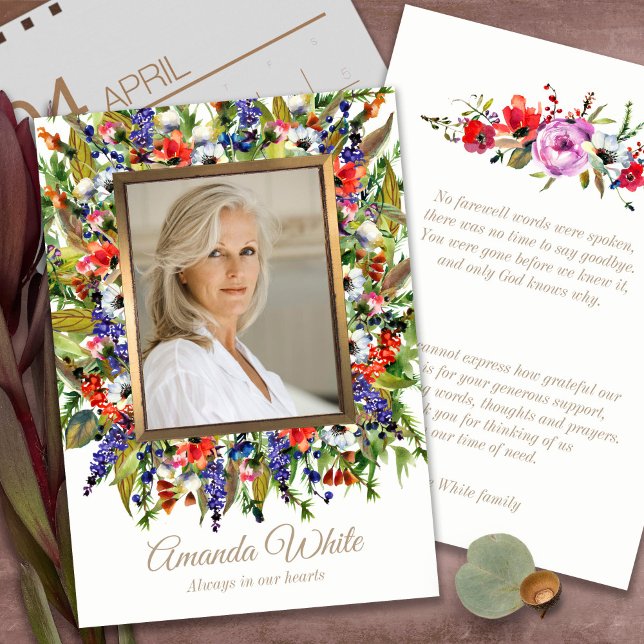 Allmänt tack som du tycker är litet | Blommigtar f Kort (funeral thank you cards, bereavement, elegant, simple, celebration of life, sympathy card)