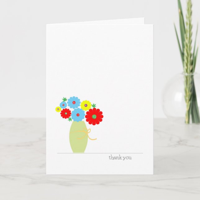 Allmänt tackkort, färgrika blommor i en vas tack kort (Framsida)
