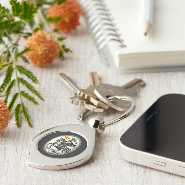Alloces den eldsprutande marskalken swirl silverfärgad nyckelring (Sidan)