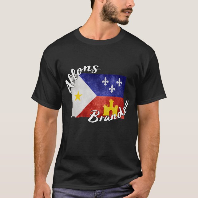 Allons Brandon Louisiana Acadiana Flagga American T Shirt (Framsida)