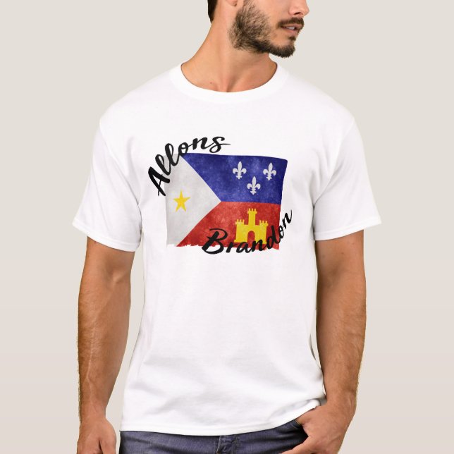 Allons Brandon Louisiana Acadiana Flagga Amerikans T Shirt (Framsida)