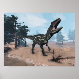 Allosaurus dinosauaur-uppfödning - 3D-rendering Poster