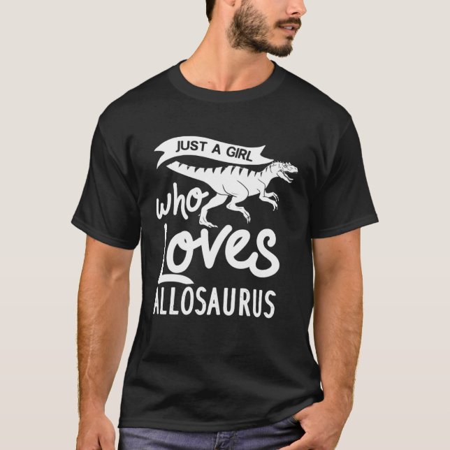 Allosaurus Dinosaur  Skull Skeleton T Shirt (Framsida)