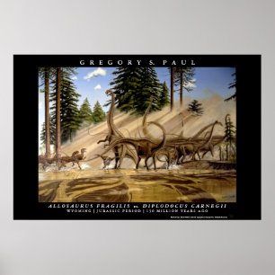 Allosaurus Greg Paul för DinosauraffischDiplodocu Poster