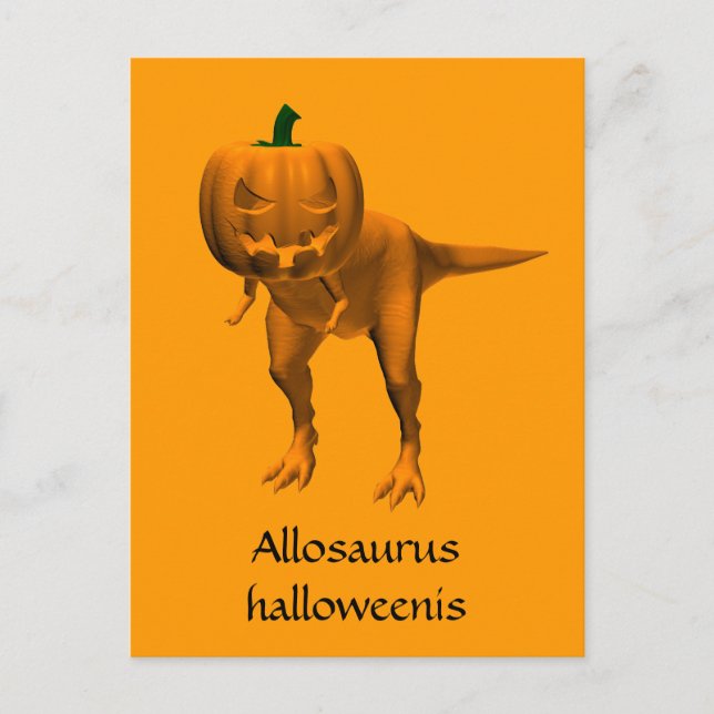 Allosaurus halloweenis vykort (Framsida)