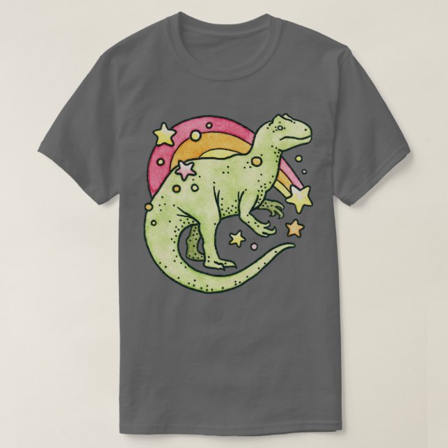 Allosaurus Rainbow Retro Dinosaur T Shirt (Design framsida)
