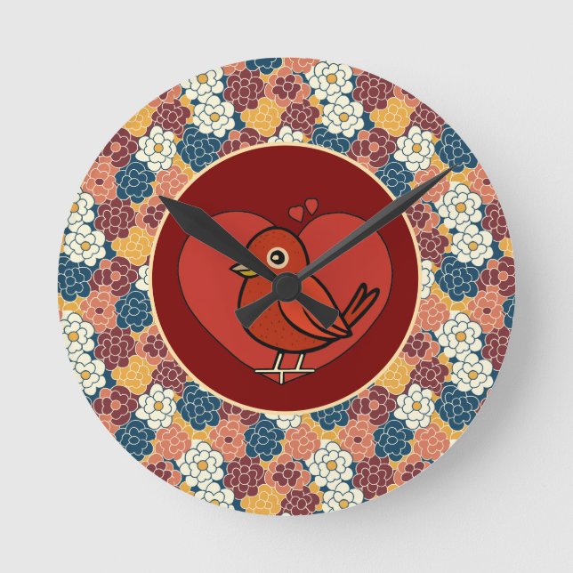 allover flower design rund klocka (Framsida)