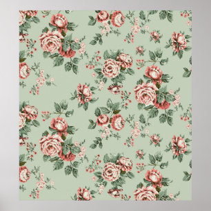 Allover multimotif blommor ornament Sömlös patt Poster