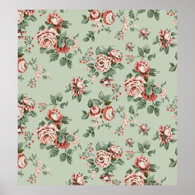Allover multimotif blommor ornament Sömlös patt Poster (Framsidan)