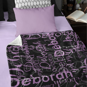 Allover Personlig Typography Blanket för hennes sk Fleecefilt