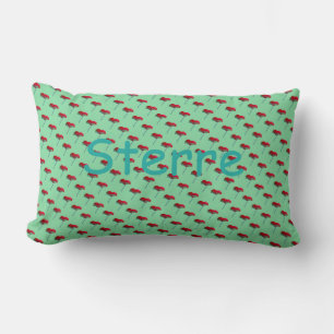Allover small poppy print grönt red STERRE Lumbarkudde
