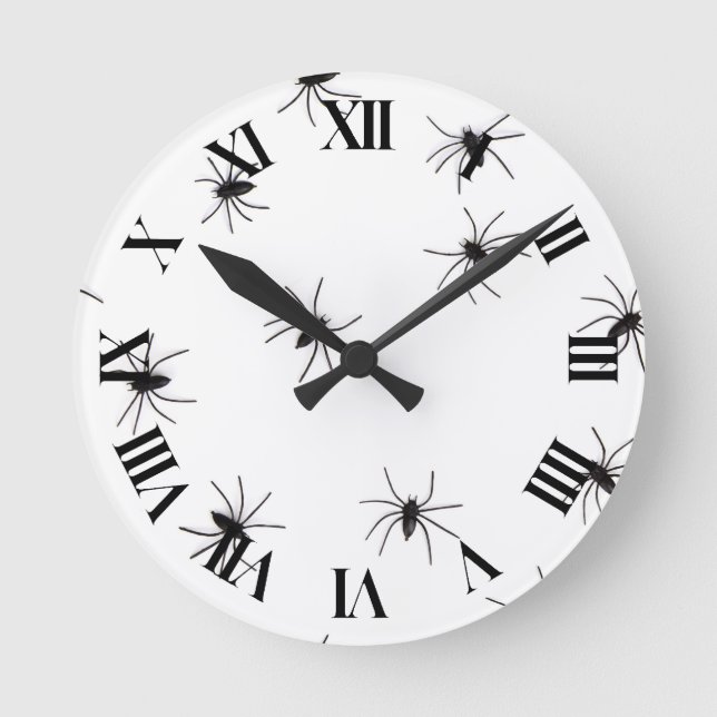 Allover Spiders Halloween Rund Klocka (Framsida)