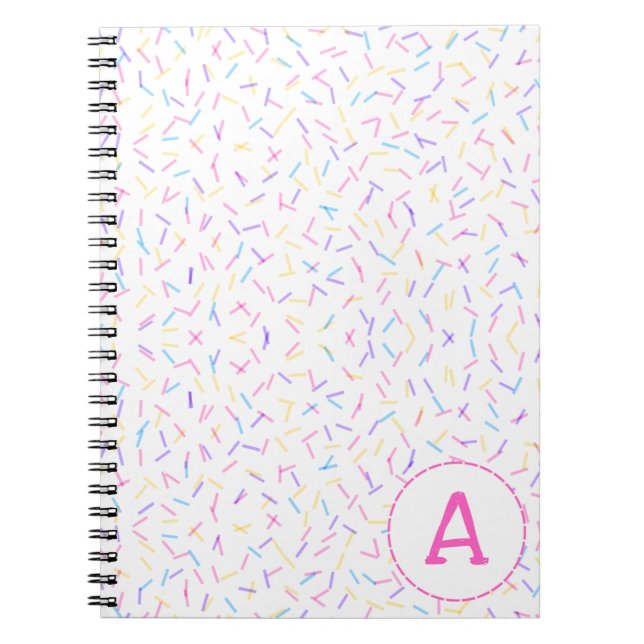 Allover Sprinkles Rosa Multi Initial Notebook Anteckningsbok (Framsidan)
