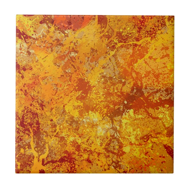 Alloy Orange och Amber Paint Splatter Abstrakt Kakelplatta (Framsidan)
