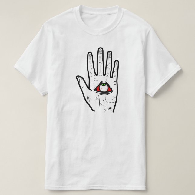 Allseende Hand Öga T Shirt (Design framsida)