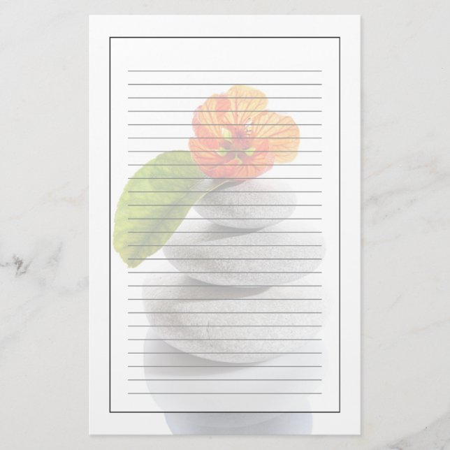 Allsidiga stenar och röd blomma brevpapper (Framsida)